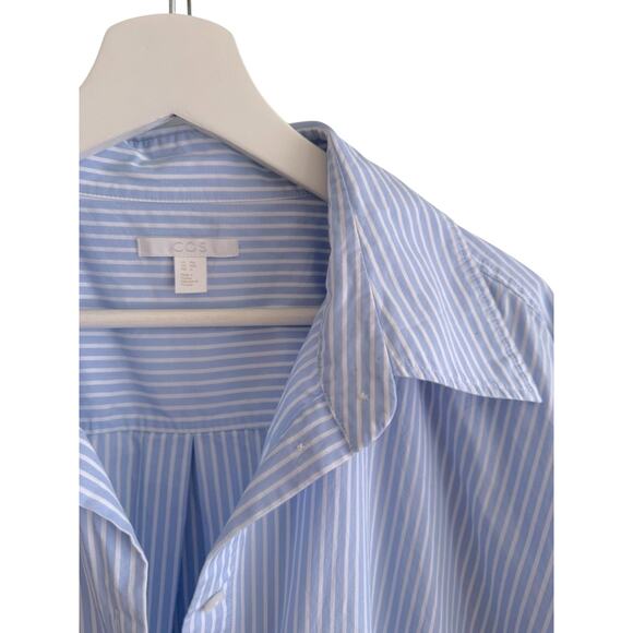 COS Shirt Dress Striped Cotton Poplin Voluminous Oversized Lagenlook Size M/L - Picture 3 of 4